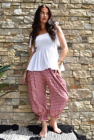 Nonni Gingham Bloomer Pant Sangria
